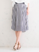 ストライプギャザースカート/オフ／柄