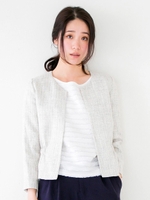 ツイードジャケット/ブラック柄