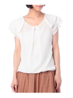 ティアードスリーブジョーゼットブラウス/オフホワイト(003)