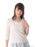 ビーズ付きスカラカットトップス/アイボリー