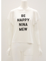 ラッフルスリーブ   ロゴT/BK