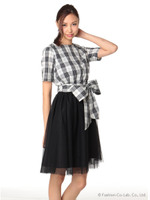 【W】チュールコンビワンピース/ミックス