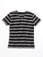 【メンズ】スラブボーダーハンソデTシャツ/ブラック