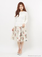 オペラローズタックスカート/ネイビー