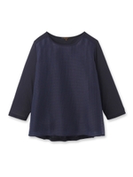 シアーチェックカットソー/ネイビー(093)