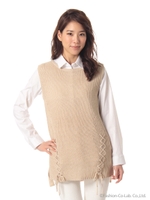 シャツ付きスピンドルニット/ベージュ