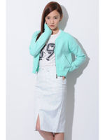 デザインポケットZIPカーデ/WHITE