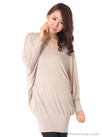 Vネックドルマンニット/オフホワイト