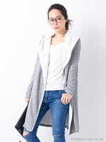 【イチオシ!!!】【春の新作】裏毛配色／コーディガン/グレー/オフホワイト