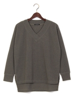 【春の新作】V/Nリブイレヘム/チュニック/カーキ