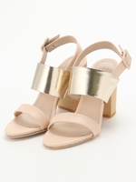 カラーブロックワイドストラップサンダル/CAMEL