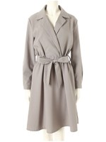 コート風ウエストリボンワンピース/グレー