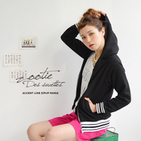 スポーティーラインリブスウェットジップアップパーカー