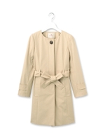 ノーカラーワンピース風コート/ネイビー(093)