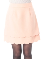 フラワーモチーフスカラップミニスカート/ピンク