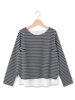 ボーダーシャツドッキングプルオーバー/ネイビー(393)