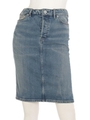 11.5ozセルビッチストレッチ 膝丈スカート/ブルー
