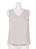 Aラインノースリブラウス≪自宅で洗える≫/ライトグレー