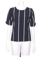 【2ndline】5分リボン袖ストライプ柄シャツブラウス/ホワイト