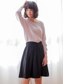 ウエストリボンフレアスカート/ブラック
