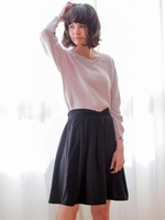 ウエストリボンフレアスカート/ブラック