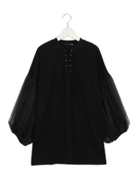 チュール袖ワンピ/ホワイト