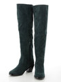 ローヒールニーハイブーツ/グリーン