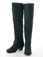 ローヒールニーハイブーツ/グリーン