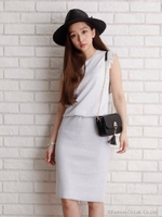 袖レースニットワンピース/ピンク