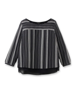 マルチストライプレイヤードブラウス/ネイビー(393)