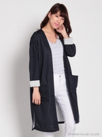 裏配色ロングトッパーカーデ/モクグレー