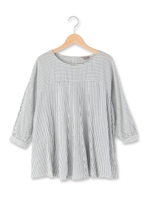 ストライプブラウス/ネイビー(393)