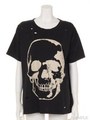 ダメージスカルTシャツ/ダーティホワイト