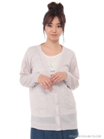 パールボタンVカーディガン/ムラサキ