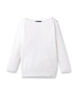 肩ボタン綿混リブニット/ライトブルー(091)