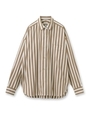THOMASMASON ストライプコットンオーバーシャツ/カーキ系(327)