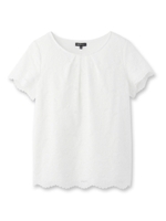 [L]フラワーレース半袖ブラウス/ホワイト(002)