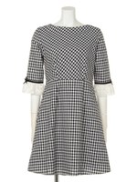 【an another angelus】トーションレース使いギンガムワンピース/BEIGE