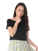 オフショルショートトップス/ブラック