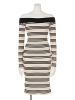 オフショルダーボーダーセットアップ/ホワイト