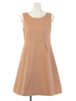 グログランバックリボンワンピース/ベージュ