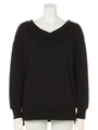 シンプルVネックプルオーバー/ブラック
