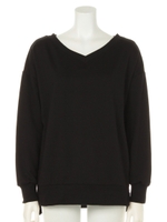 シンプルVネックプルオーバー/ブラック