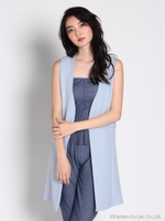 ストライプロングジレ/サックス