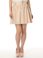 ダブル編ミ上ゲギャザースカート/キャメル