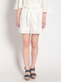 リボンベルト付タックショートパンツ/Off White