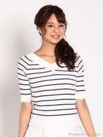 5分袖2Wayリブニットプルオーバー/黄系