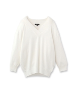 Vネックドルマンニットプルオーバー/ホワイト(001)
