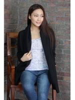 【AZUL by moussy】ブロッキング裏毛フーディー長袖トッパー/BLK