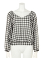 ギンガムブラウス/ブラック